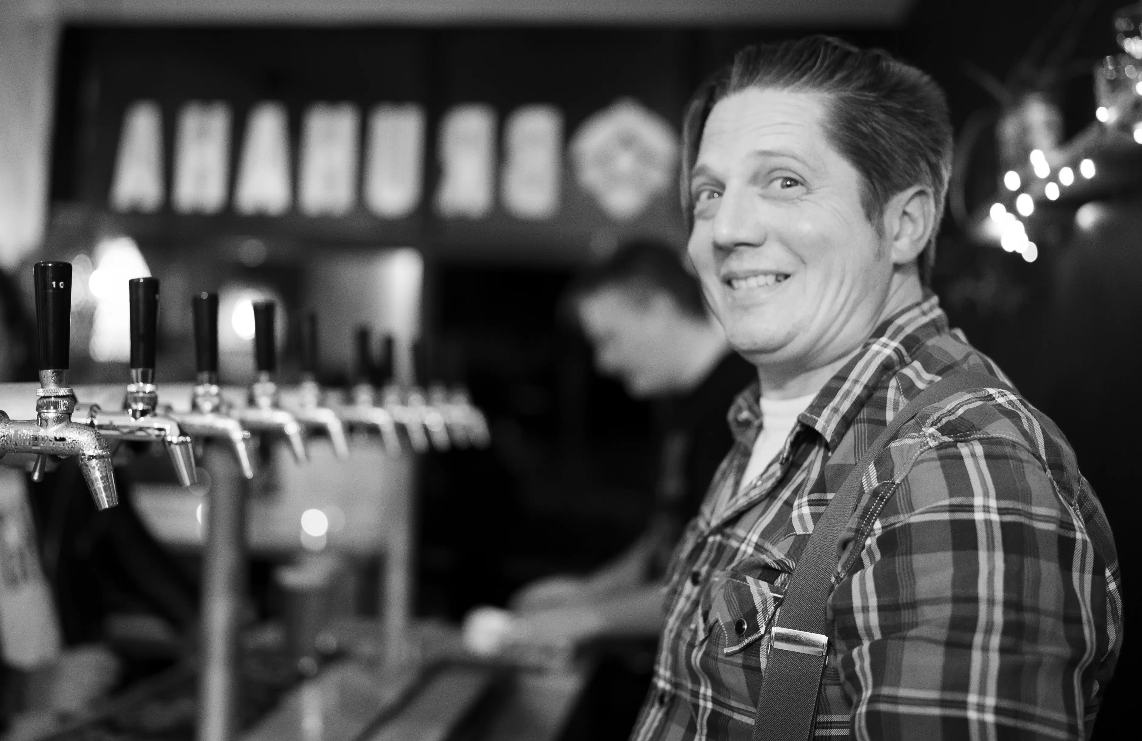 Steve England pulling pints